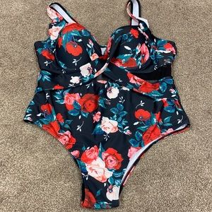 Shein one piece floral bathing suit